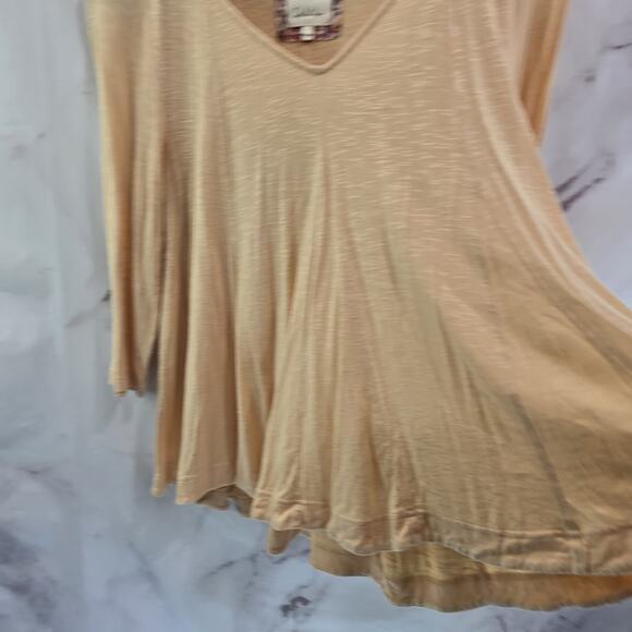Anthropologie Shirt Womens Small Orange Pastel Long Sleeve Flowy V Deletta - Picture 9 of 11